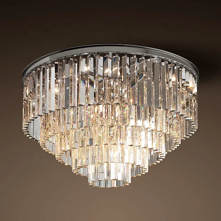 Classic flush mount round modern decorative crystal ceiling light crystal