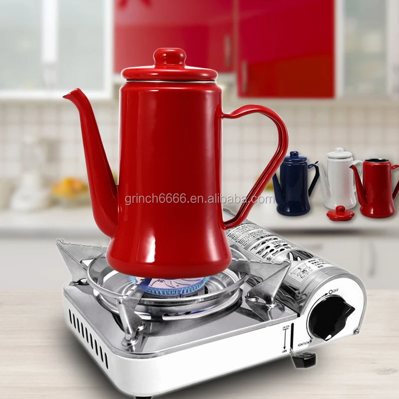 1.1l Enamel Pot Hand Tea Kettle Induction Cooker Gas Stove Red