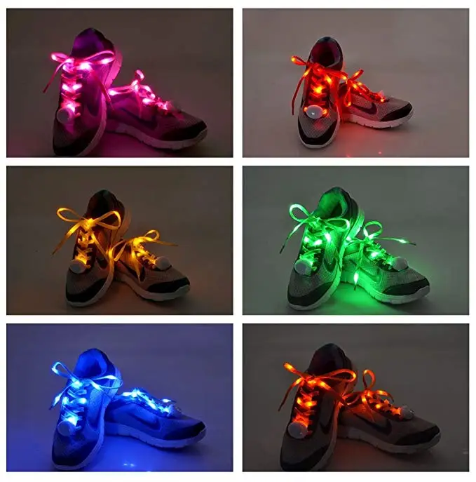 Светодиодные шнурки, светящиеся нейлоновые шнурки для обуви, светящиеся ночью для рождественской вечеринки