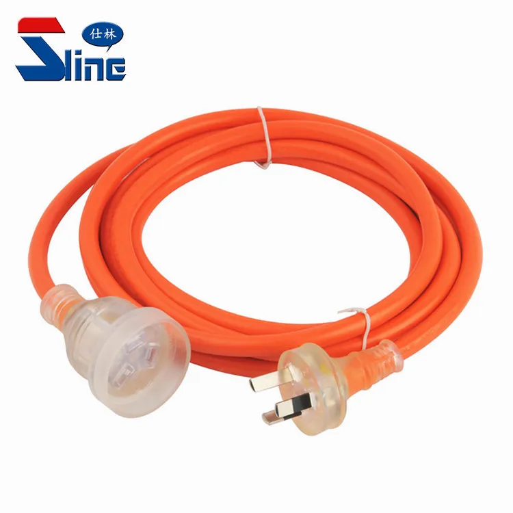 Australia Heavy Duty Transparent Power Extension Leads With Neon Light 15amp Cable 10amp Plug