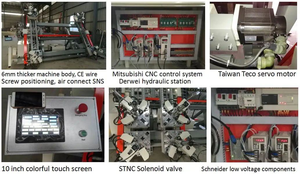 Window Door Making Machinery Four Head Vertical Aluminum Corner Crimping Machine details