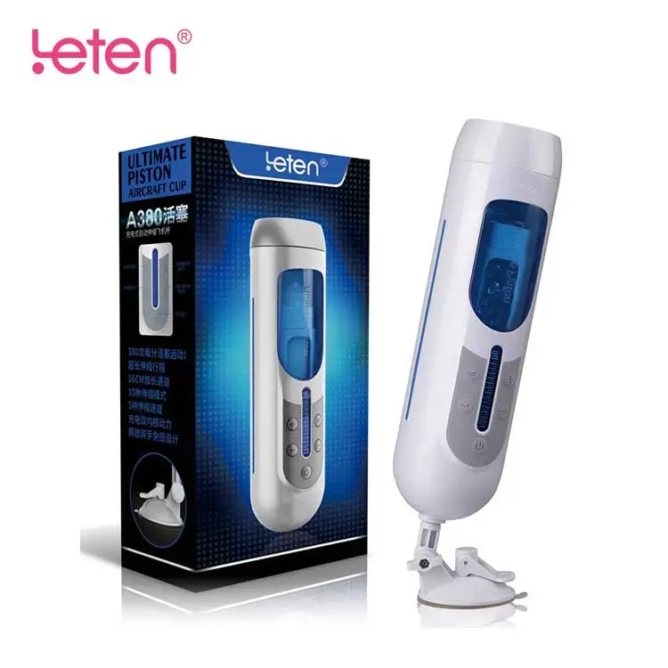 Leten A380 Automatic Thrusting Hands-Free Suction Safe Silicone Vagina Pocket Male Masturbation Aircraft Cup for Men Sex Toys