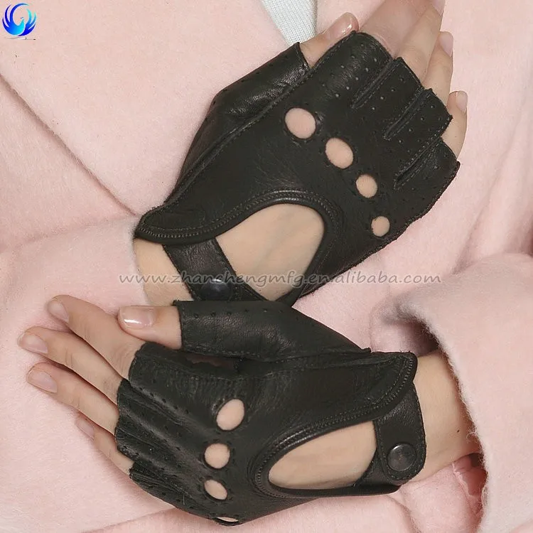 Source Fashion ladies fingerless sheepskin leather driving gloves womens  driving summer gloves on m.