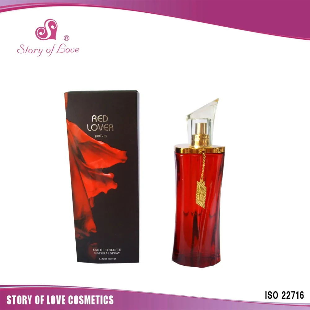 women's perfume in red bottle
