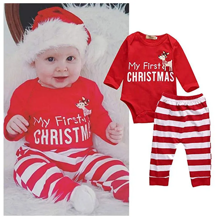 Рождество одежда с длинным рукавом боди младенческой детские комбинезоны