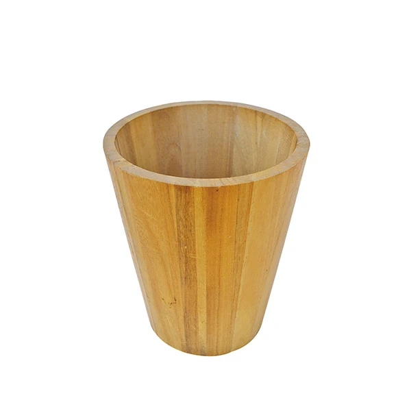 Exquisite Wooden Bucket With Ripple Edge and Comfortable Grip