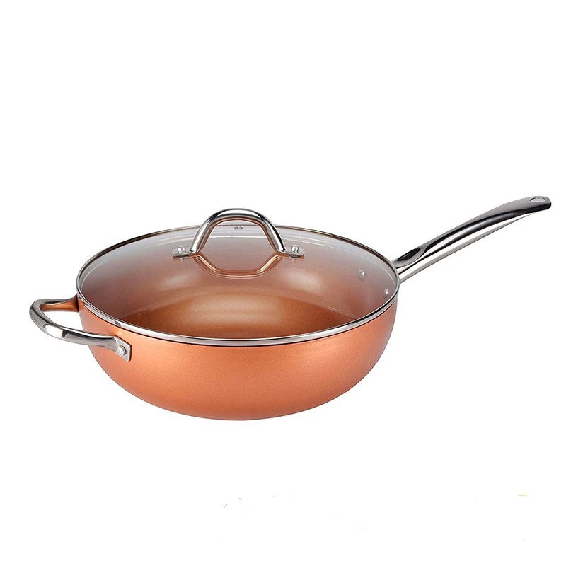 2025 New Aluminum Non Stick Big Wok With Lid