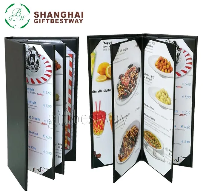 3panel 4view,Sold by Case,with Clear PVC Sheets for Paper Protection 4 Pcs of Restaurant Menu Covers Holders 4.75 X 11 Inches 