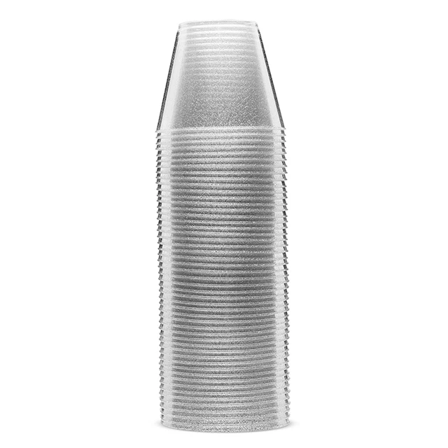 Пластиковая чашка с золотым блеском, 50 шт., 9 унций, 10 унций, 12 унций, 14 унций, 16 унций