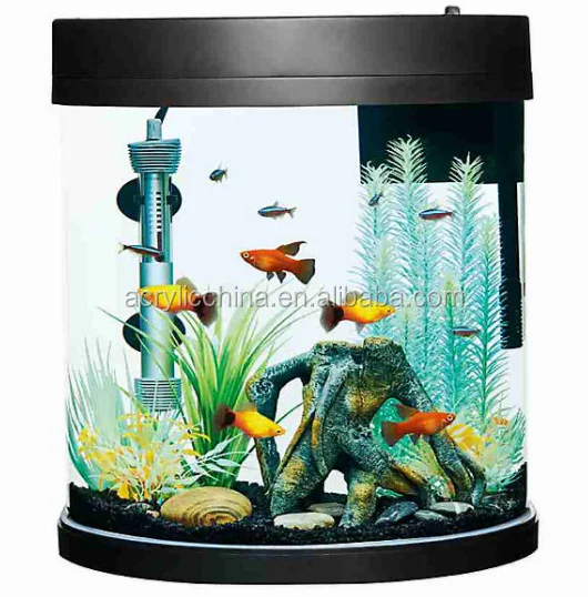 Clear Acrylic Fish Tank Desk Cylinder Unique Fish Tank Flower Vase For ...