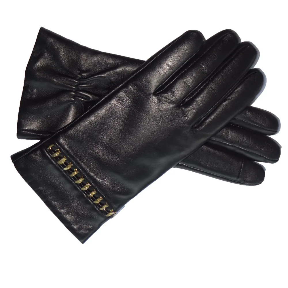 Genuine Leather Gloves Men Autumn Winter Goatskin Black Fashion