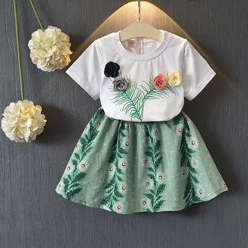 Bulk Buy Kids Boutique Girls' Clothing Solid Flower Clothes Sets