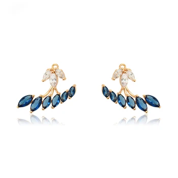 95372 Hot sale elegant women jewelry oval shaped colorful zircon dual purpose drop earings