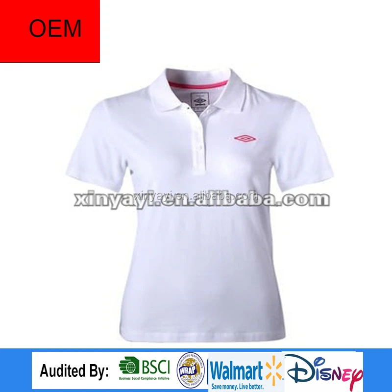 ladies white fitted polo shirt