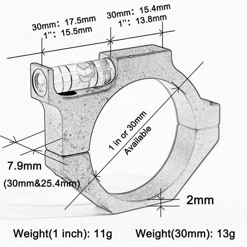 
 Кольца прицела 25,4 мм 30 мм с точным воздушным пузырьковым уровнем, Монтажное кольцо для прицела и лазера  