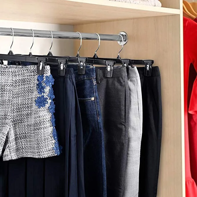 Heavy-Duty Black Plastic Pants Skirt Hangers with 360° Hook OEM