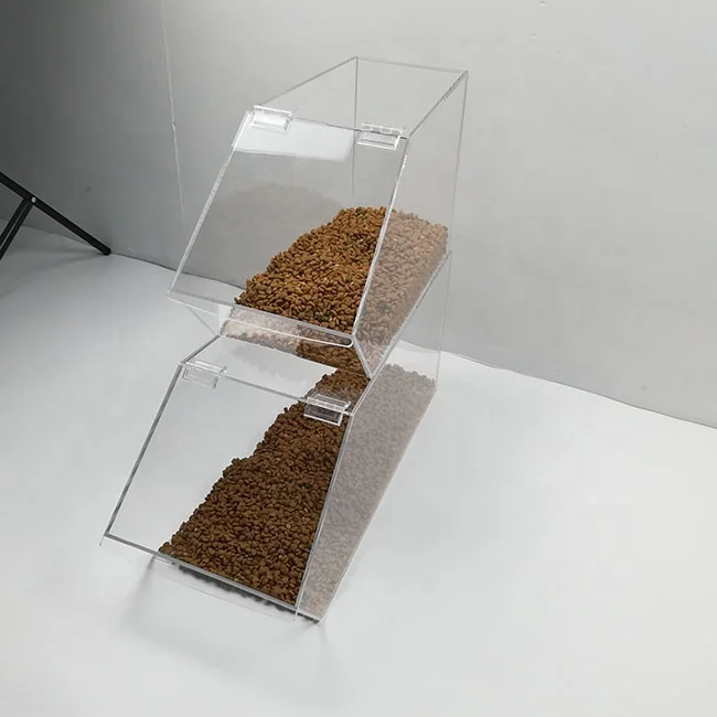Custom OEM Stackable Transparent Acrylic Candy Dispenser Container Boxes Acrylic Candy Bins with Scoop