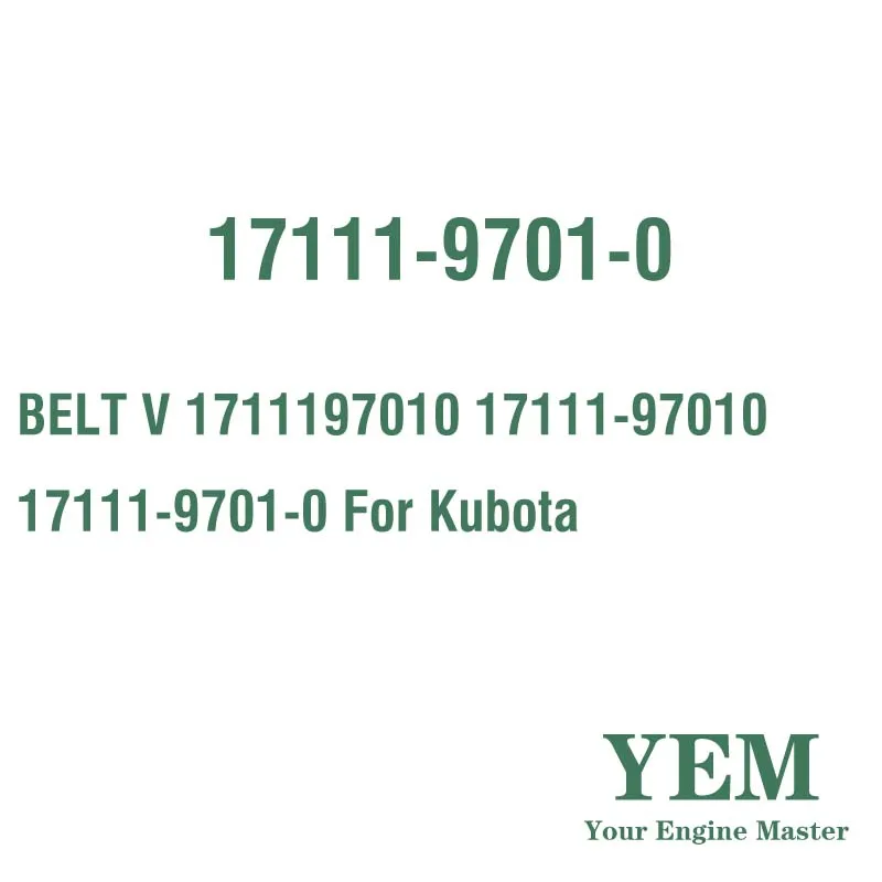 BELT V 1711197010 17111-97010 17111-9701-0 for Kubota