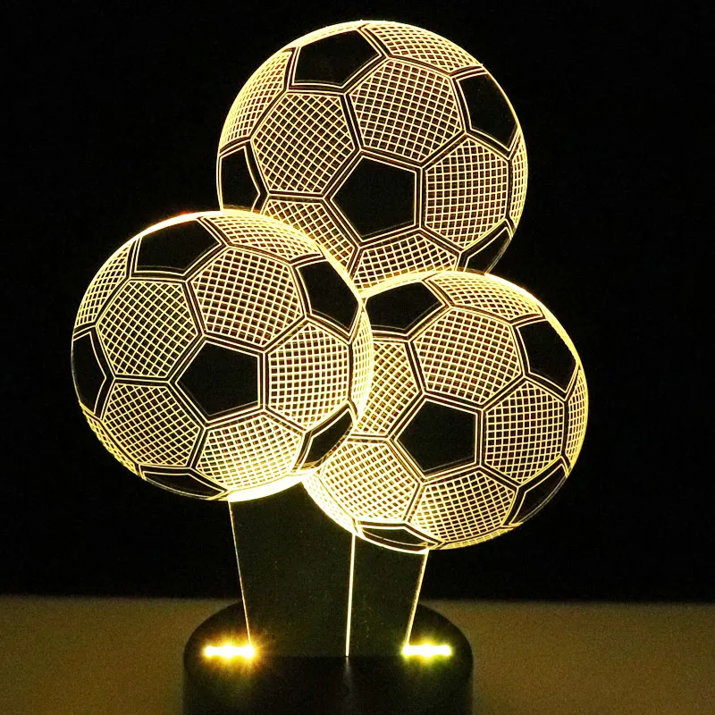 3D LED Night Light Multiple Football Soccer With 7 Color Acrylic Light Home Decoration Lamp Amazing Visual Optical Lights