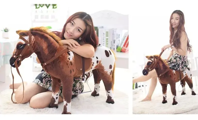 Life Size 45'' Soft Stuffed Simulation Animal Plush Standing Horse Toy for Child(CE/EN71)