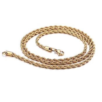 3-5mm Stainless Steel Chain Necklace Twist Rope for Men Women Jewelry manufacture
