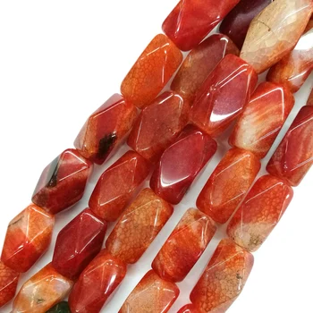 Red Color Long Nugget Agate Strand Loose Beads For Bracelet