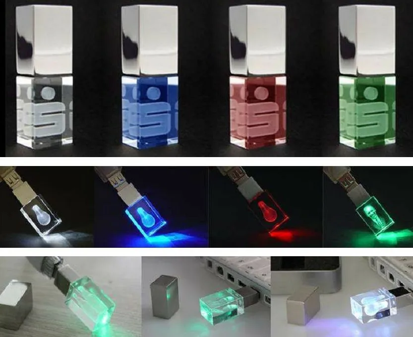 Привод 3,0 USB изготовленной на заказ ручки 8GB Кристл USB металла логотипа лазера 3D внезапный 0