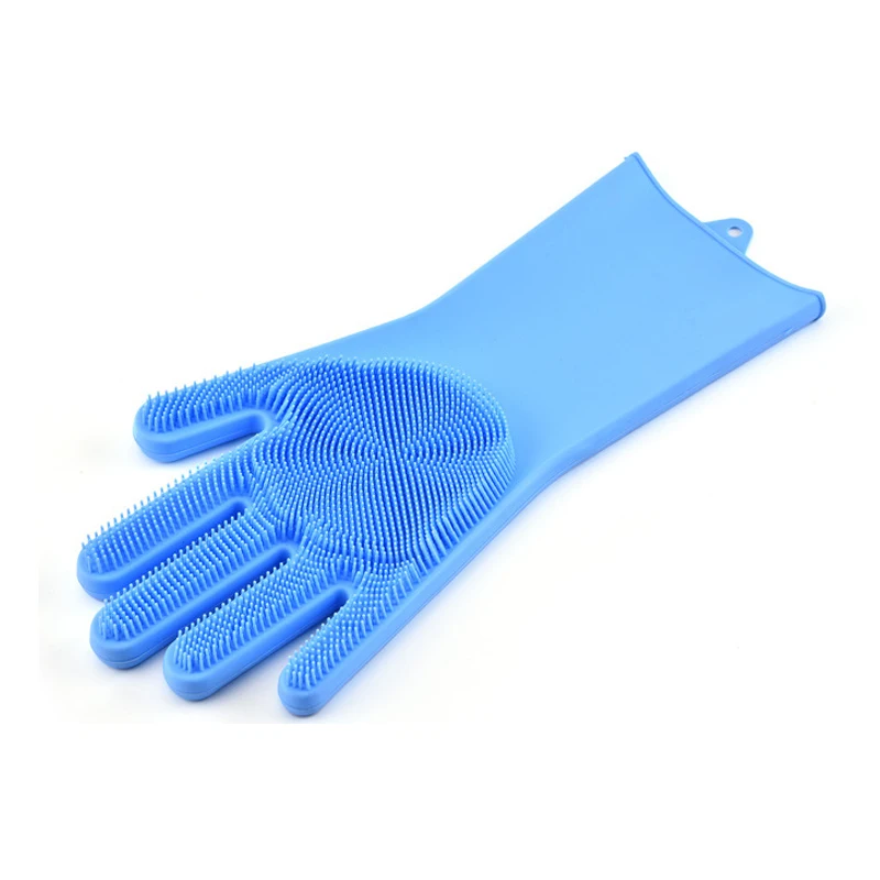 Силиконовые перчатки для мытья посуды многоразовая щетка с пятью