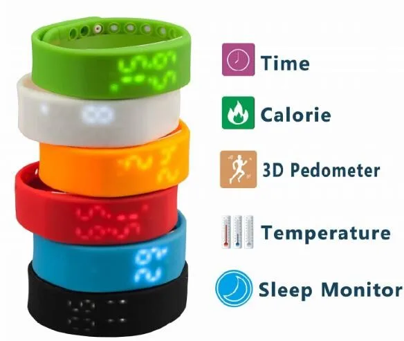 Rechargeable USB Charging Watch 3d Pedometer Wristwatch for Men and Women
