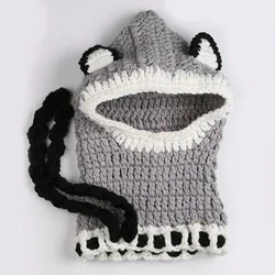 Размеры для возраста 5-14 лет назад теплые зимние вязаные милые дети шапки из акрила с рисунками животных, лисы из мультфильмов капюшон шарф шапочки с наушниками и вязаными шапки бини шапки комплект