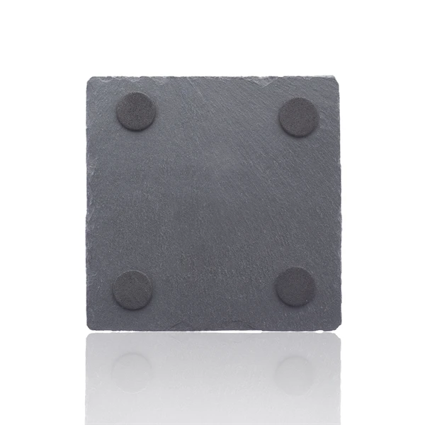 Hot Selling Round Custom Brand with Rubber Feet Slate Coaster