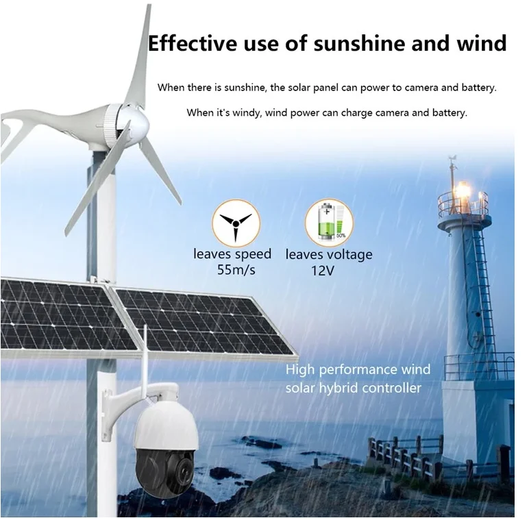 High quality 1000W wind turbine Waterproof Solar Wind Hybrid System 4G LTE 3G WCDMA Wireless security system