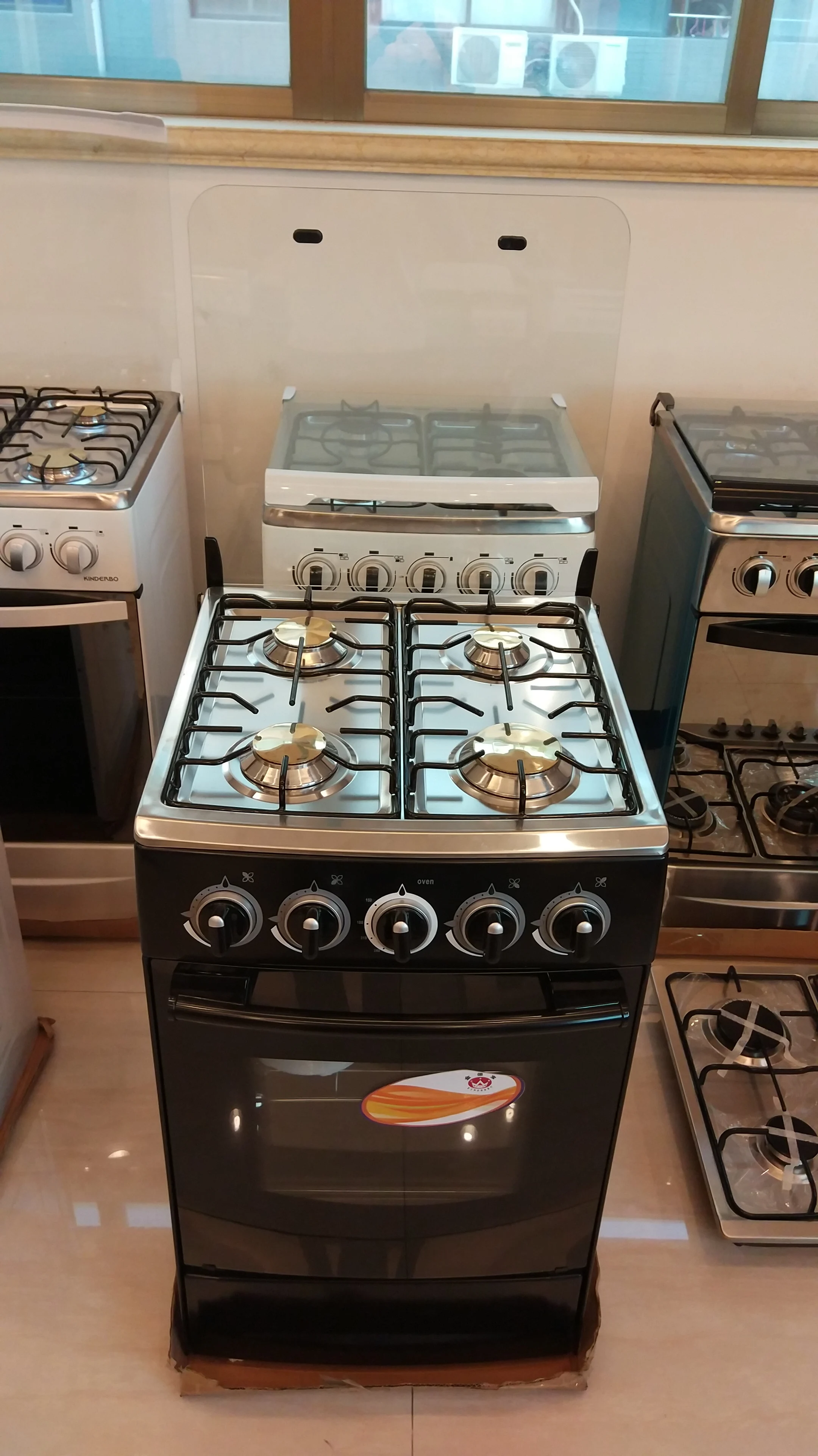 50x50' Big Capacity 60L 20 Inch 4 burner Free Standing Gas Cooker with Oven with Glass Lid