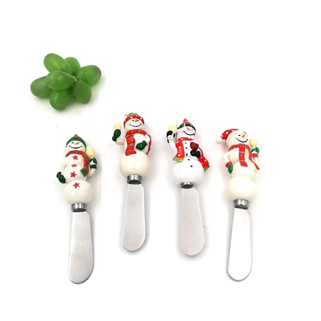 Color Box Packing Christmas Snowman 4 Pieces Cheese Knife Butter Knife Set Eco-Friendly