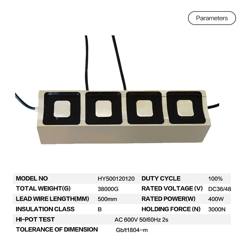 Custom Dc 48v Holding Force 180kg 200kg Rectangular Electromagnet