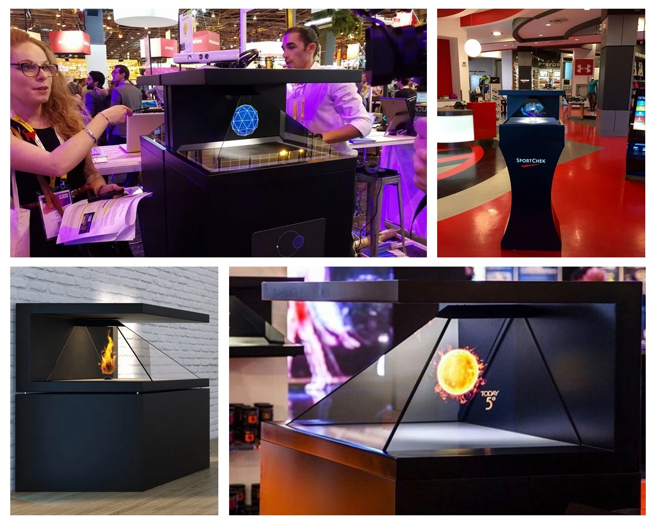 3D Holographic Cabinet Showcase Hologram Pyramid 3-Side Transparent ...