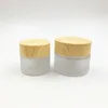 frosted jar with plastic bamboo lids