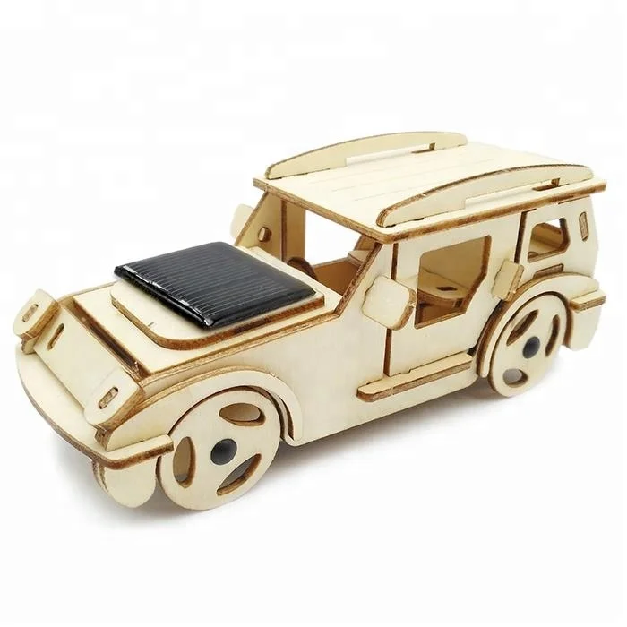 3D Wooden Running Truck Puzzle Solar Car Toy