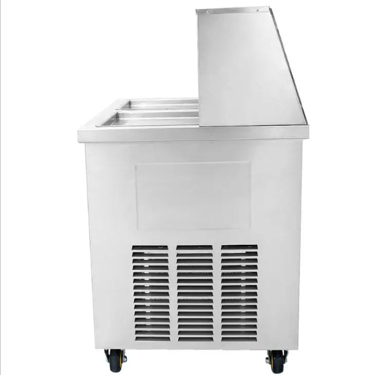 OEM Double square Pan with 5 Tanks Thai Fry Fried Ice Cream Rolls Machine on Sale