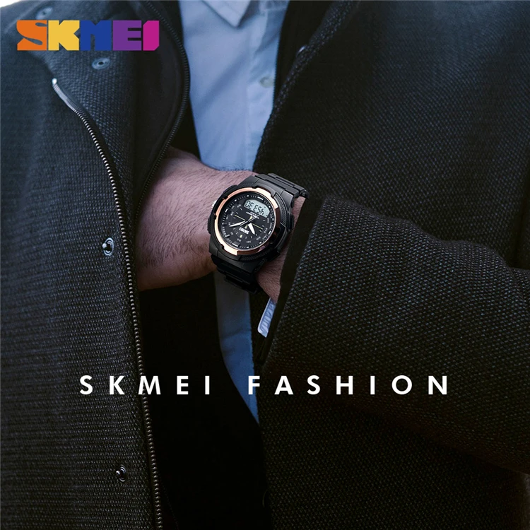 
Часы SKMEI Мужские Спортивные кварцевые, роскошные светодиодные цифровые электронные в стиле милитари, с двойным дисплеем, водонепроницаемость 50 м, 1454 