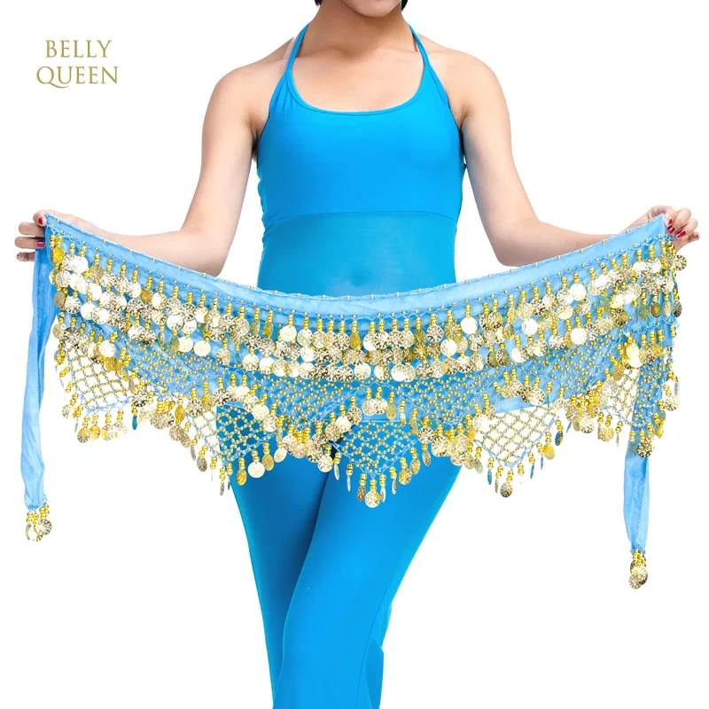 Бархатный набедренный платок для танца живота Пояс с монетами bellyqueen