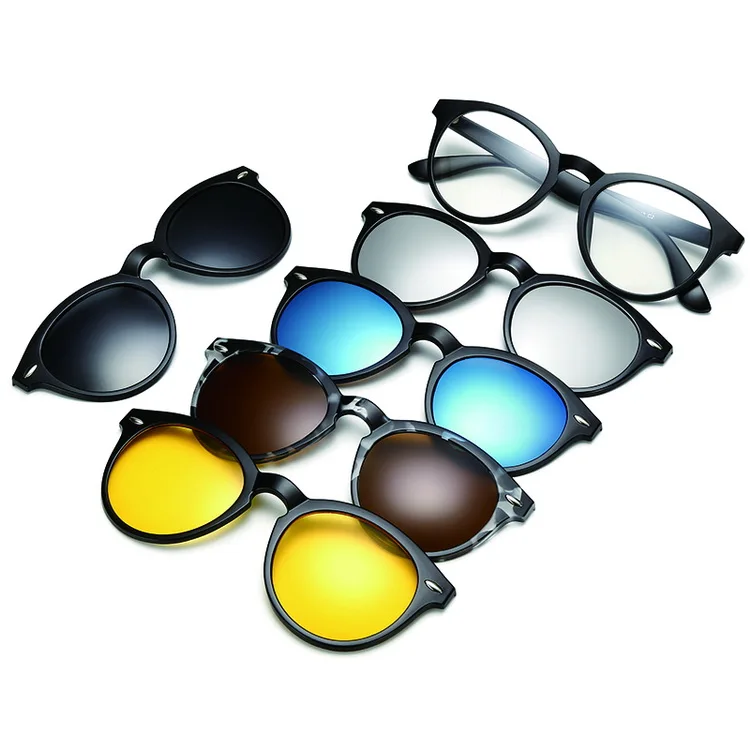 1pc Unisex Magnetic Clip-on Sunglasses Frame With 5 Pairs Of Replaceable  Lenses | SHEIN USA