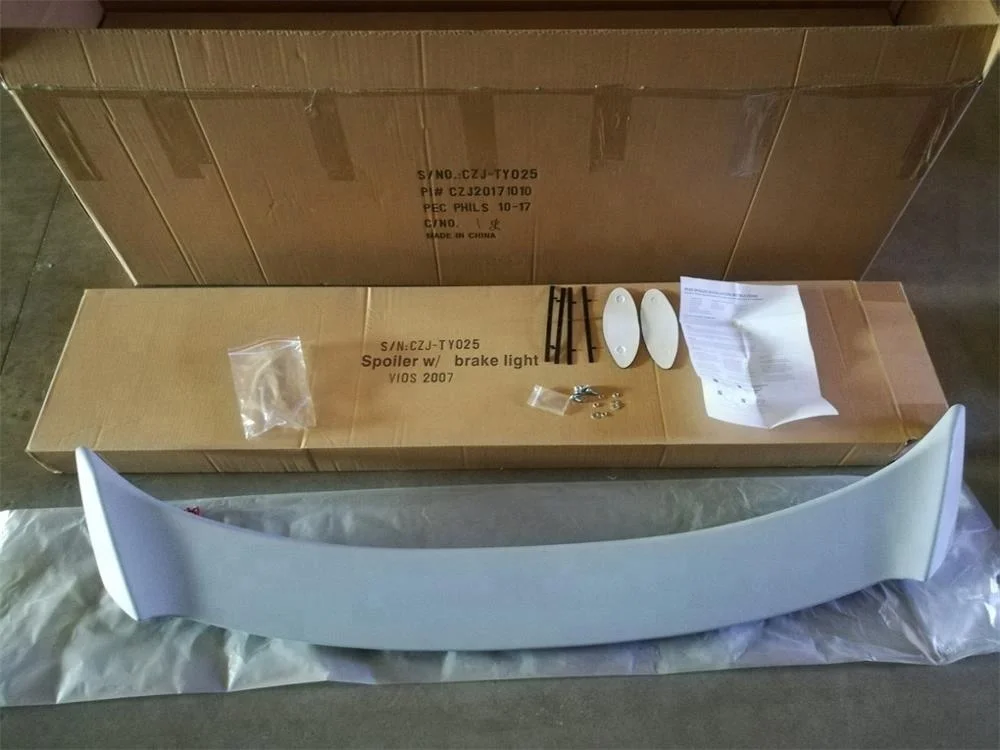 CZJ Car REAR SPOILER for TOYOTA VIOS YARIS 2007-2012 WITH LIGHT