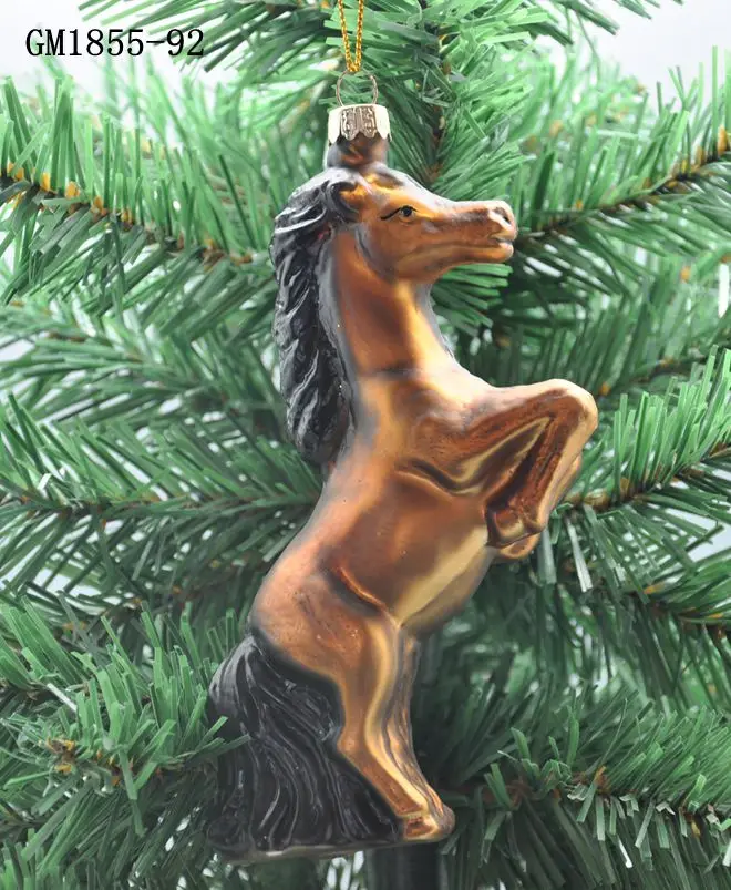 Wholesale handmade christmas tree hanging ornaments hand blown glass horse mustang Christmas ornaments personalized for sale details