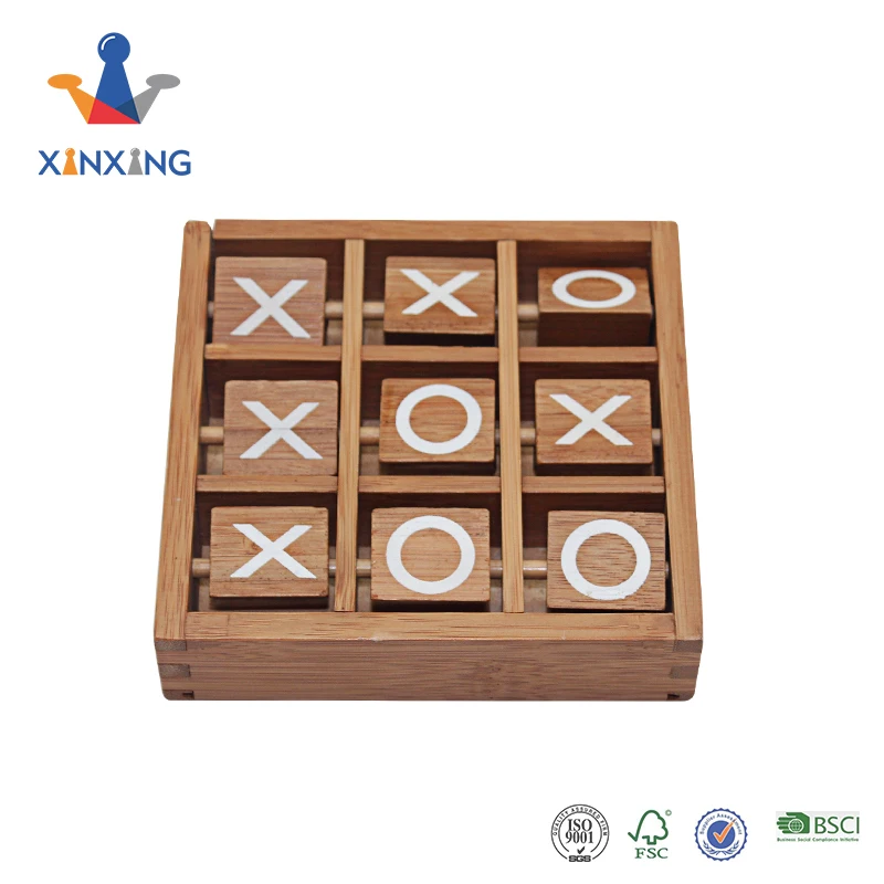 Tic Tac Toe Wooden Board Games Noughts and Crosses Family Travel Game