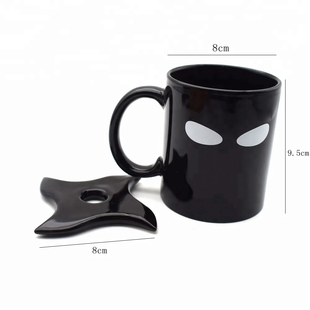 Ninja Mug with Samurai Spoon and Shuriken Coaster