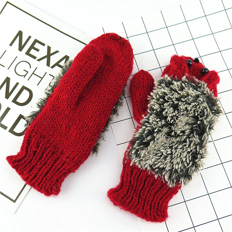 Оптовая продажа с фабрики зимние корейские милые модные студенческие варежки героями мультфильмов вязаные шерстяные плотные теплые женские перчатки