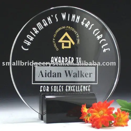 Round Crystal award with black base