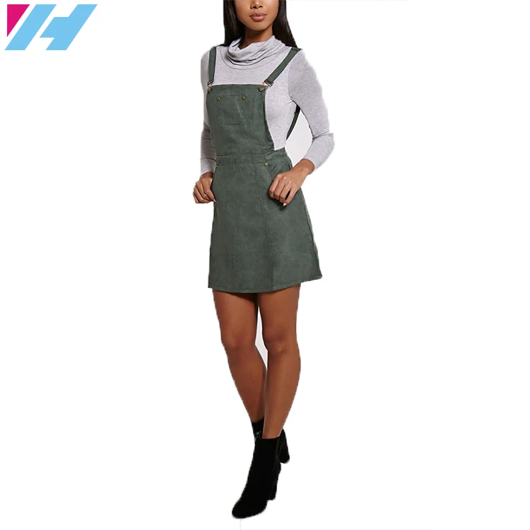 faux suede pinafore dress