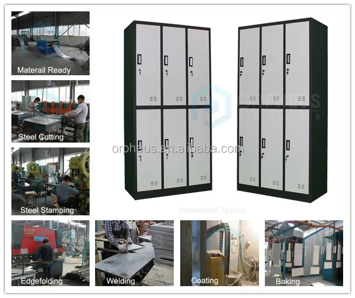 Indoor 6 Compartment Cosmetic Storage Cabinet Cheap Gym Metal Hair Salon Locker